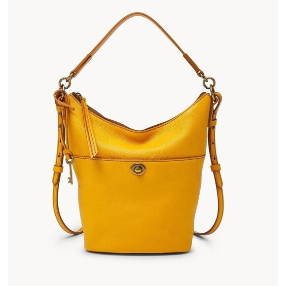 New Fossil Talulla Small Hobo Leather Golden Yellow - Picture 1 of 4
